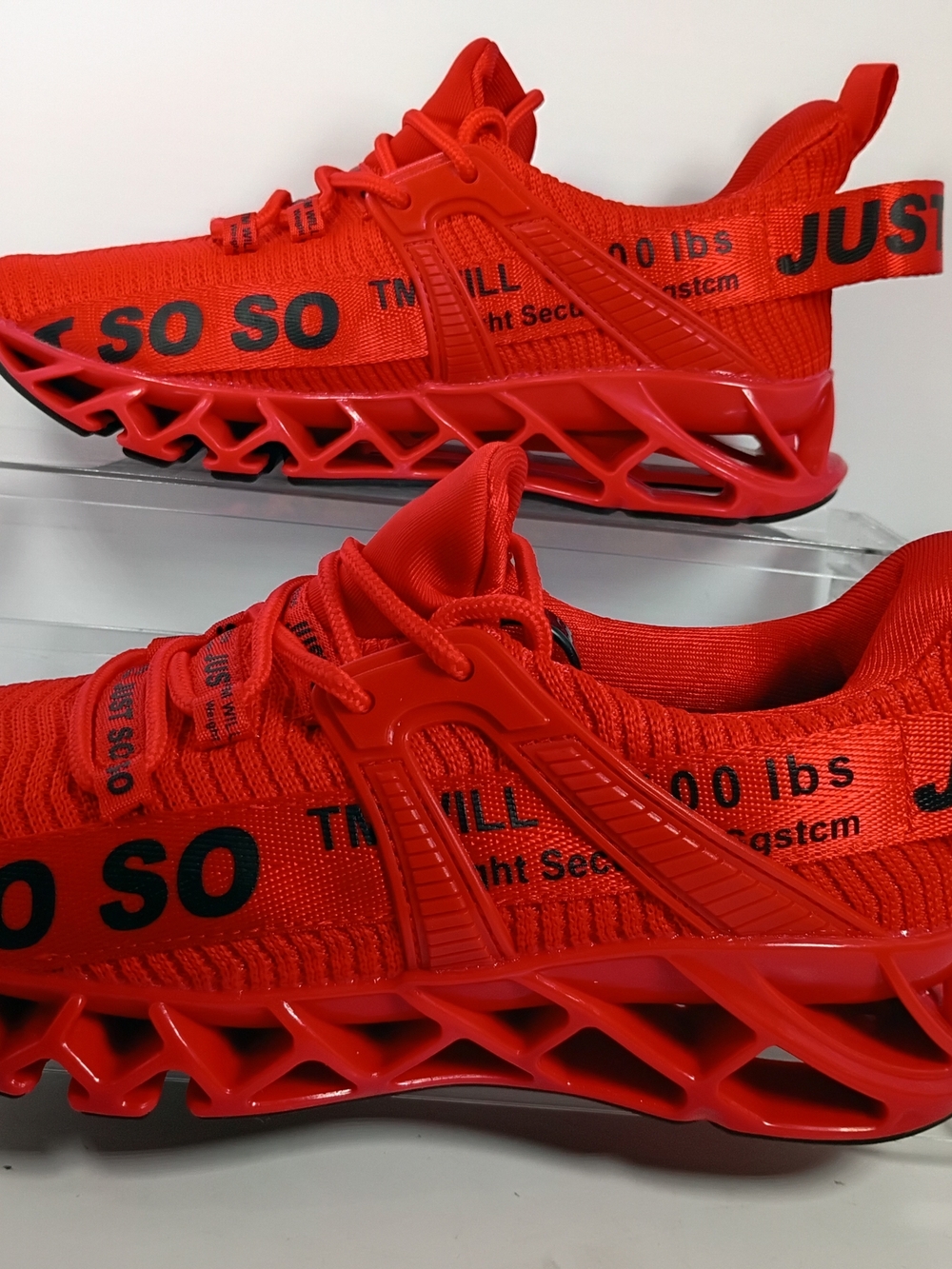 Just So So TM WILL 5400 lbs Red Black Low Top Mesh Men's Sneakers Lace Up 6